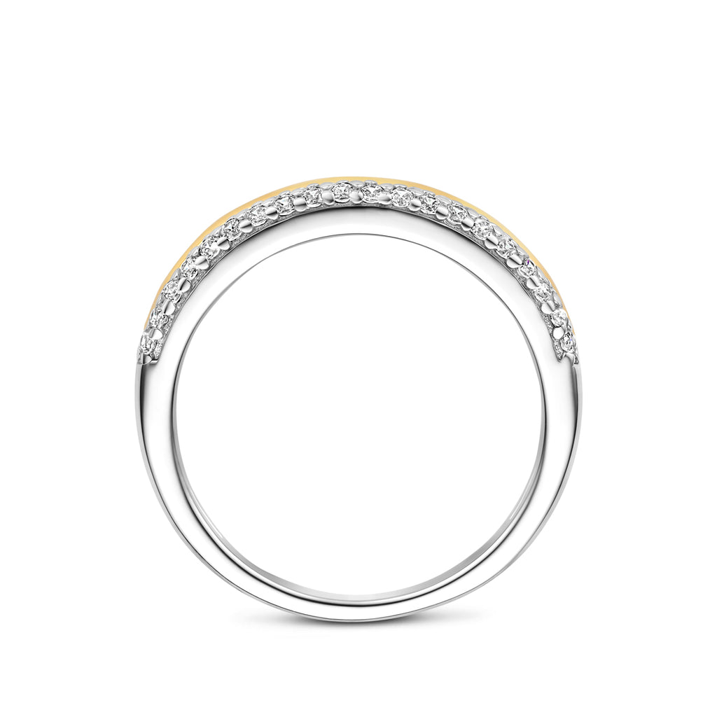 ring zirkonia 3 micron zilver verguld (geel/rhodium)