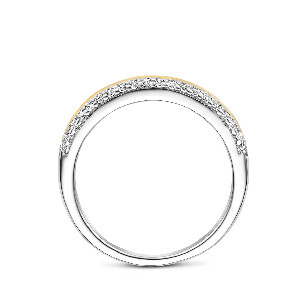 ring zirkonia 3 micron zilver verguld (geel/rhodium)