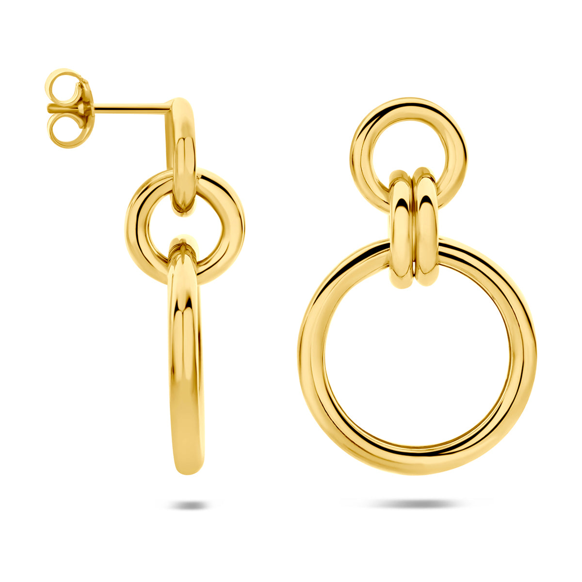 oorhangers 32 mm 1 micron zilver verguld (geel) - rond