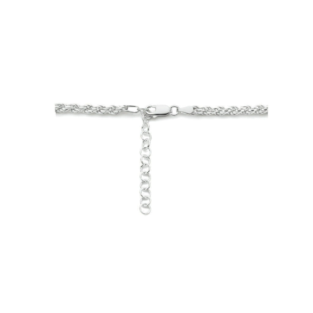 Halskette Kordel 4,0 mm 42 + 3 cm Silber rhodiniert