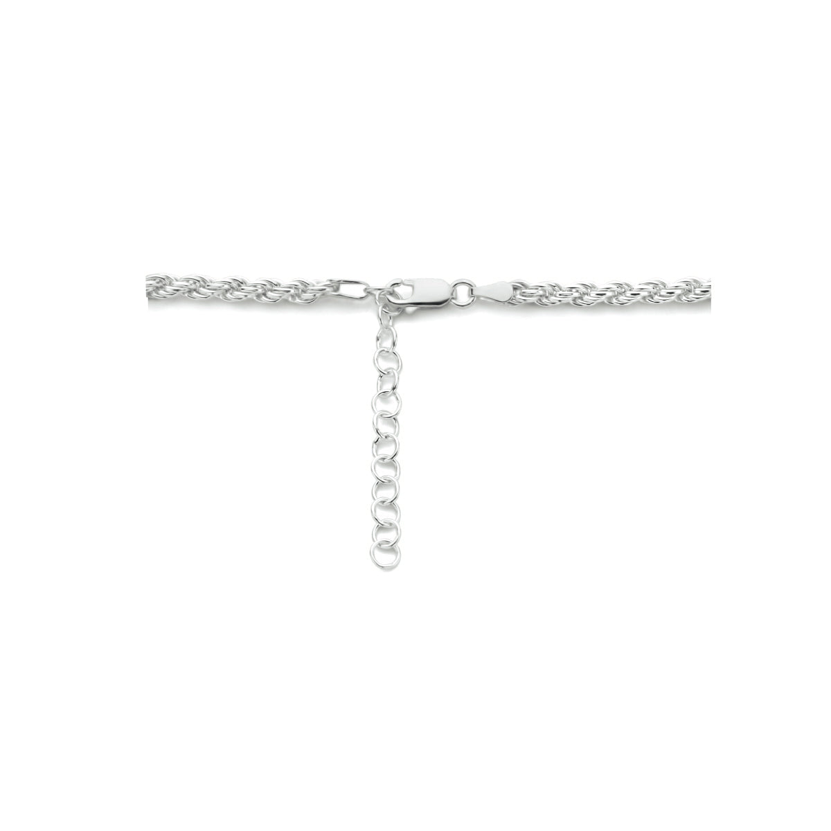 Halskette Kordel 4,0 mm 42 + 3 cm Silber rhodiniert