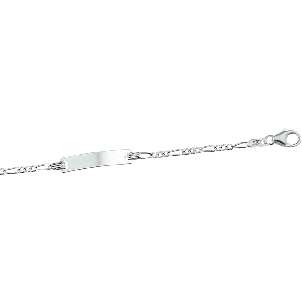 Gravurarmband Figaroplatte 4,2 mm 9 - 11 cm Silber rhodiniert