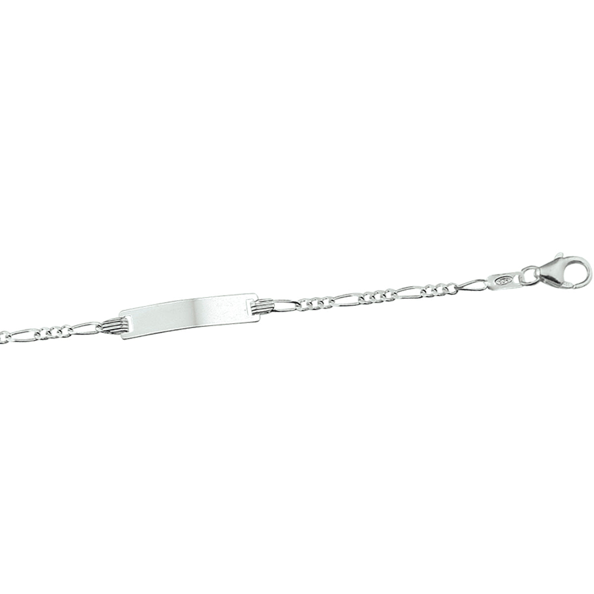 Gravurarmband Figaroplatte 4,2 mm 9 - 11 cm Silber rhodiniert