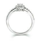 Ring Zirkonia Halo Silber rhodiniert