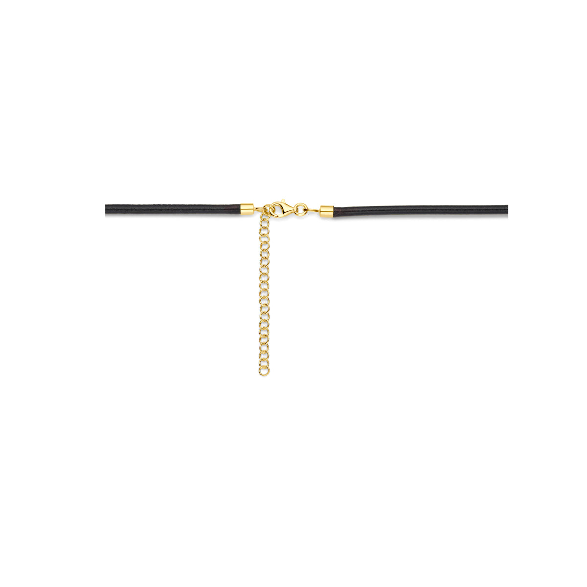 collier hart 38 + 6 cm 3 micron zilver verguld (met rubber/nylon/leer)