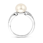 Ring Perle und Zirkonia Silber rhodiniert