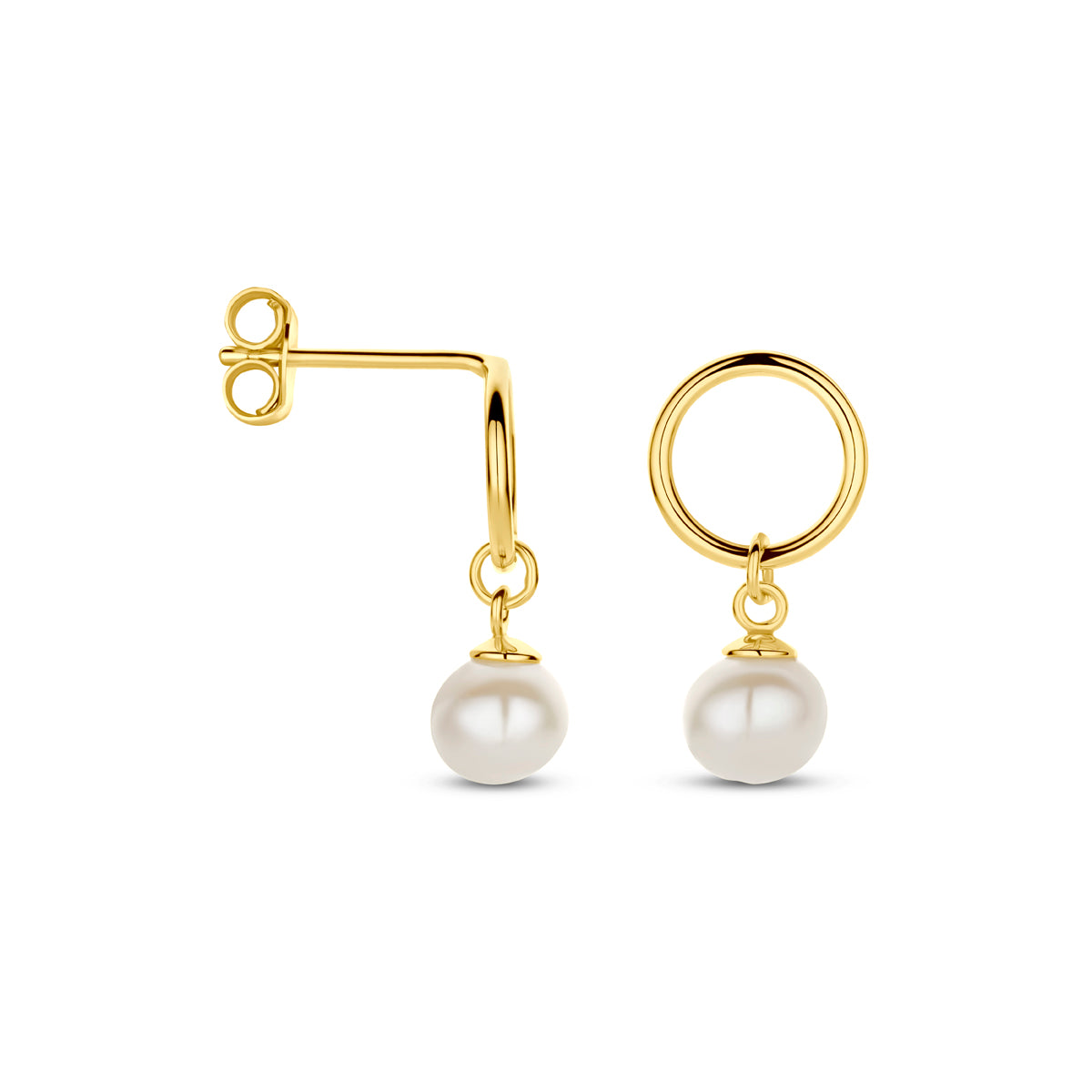 Ohrhänger Perle 17 mm 1 Mikron versilbert (gelb)