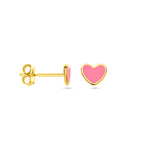 Ohrstecker Herz rosa Epoxidharz 14K Gelbgold