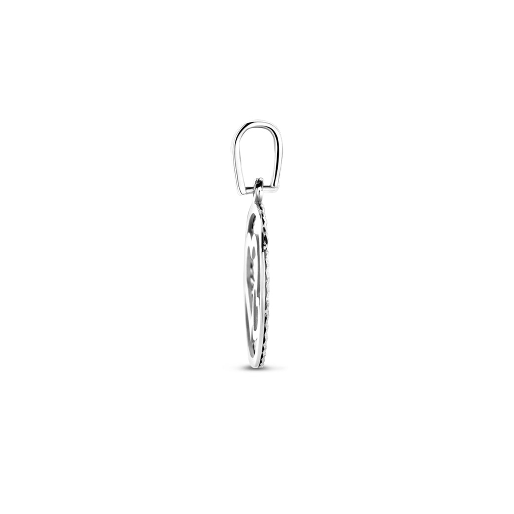 hanger hartjes gediamanteerd 12,5 mm zilver gerhodineerd
