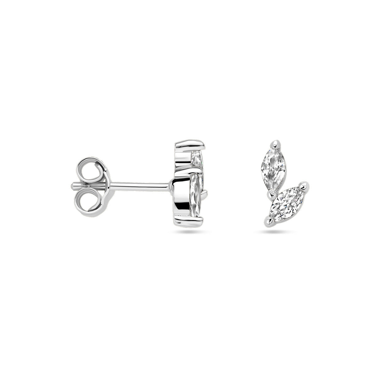 oorknoppen zirkonia zilver gerhodineerd