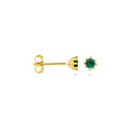 9k oorknoppen groen zirkonia 4,5 mm 9K geel