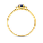 Ring Trilogie Saphir und Diamant 0,03 ct (2x 0,015 ct) h p1 14 K Gelbgold