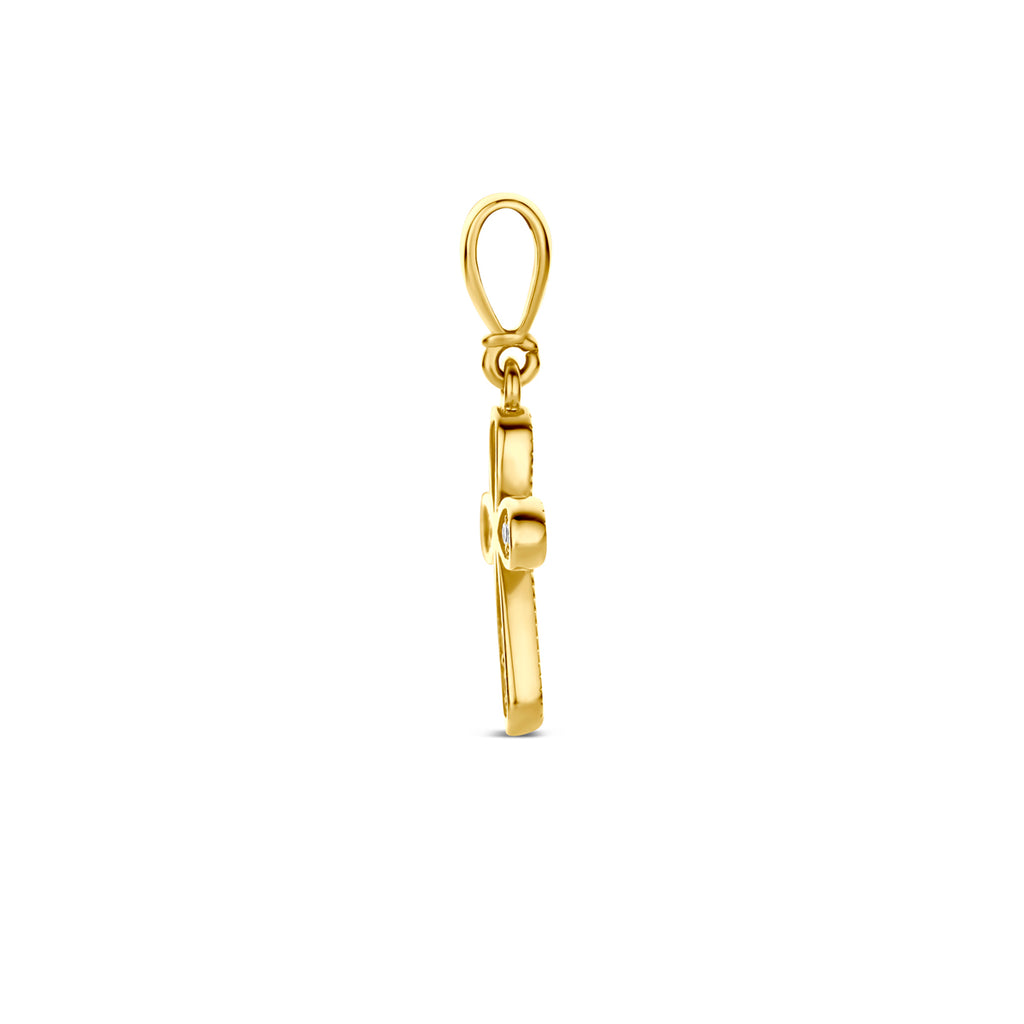 9k hanger kruis zirkonia 12 mm 9K geel