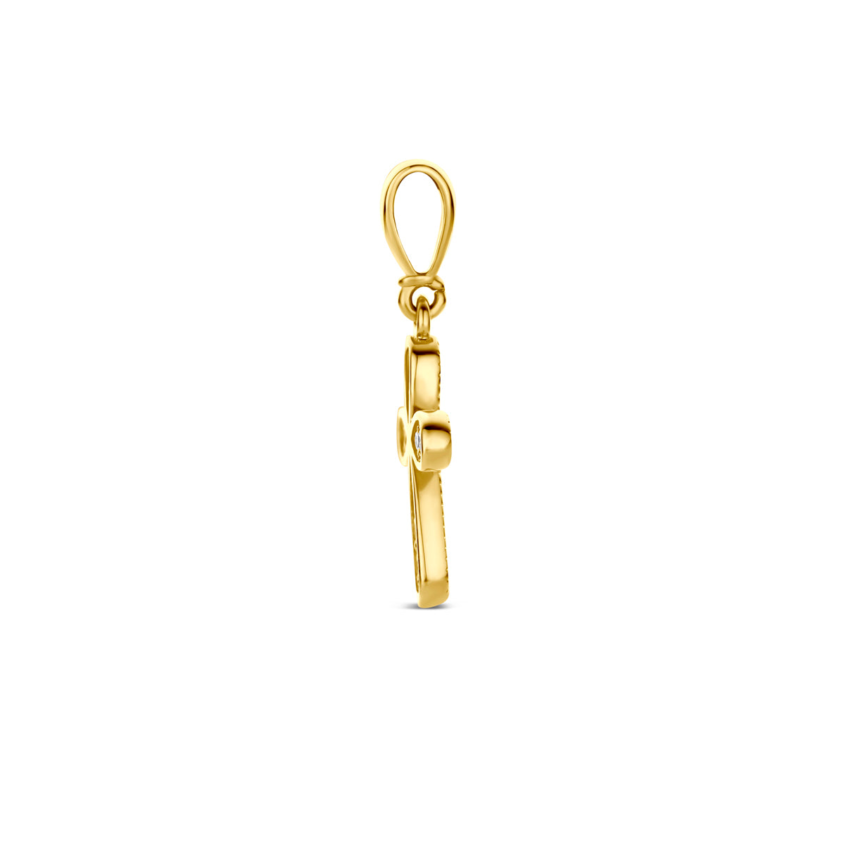 9k hanger kruis zirkonia 12 mm 9K geel