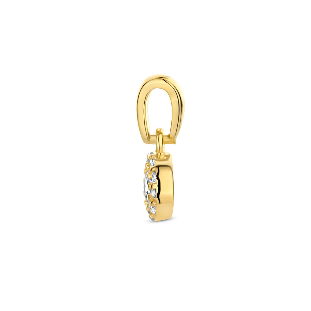 hanger zirkonia halo 12 mm 14K geelgoud