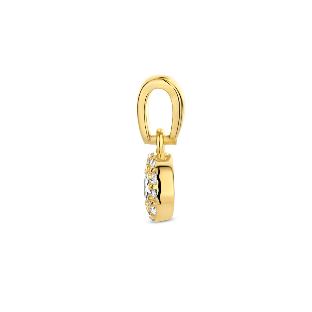 hanger zirkonia halo 12 mm 14K geelgoud