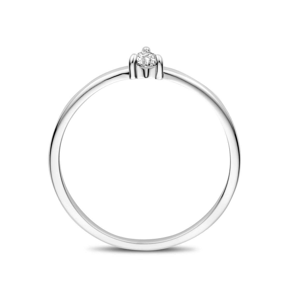 Ring Zirkonia Herz Silber rhodiniert