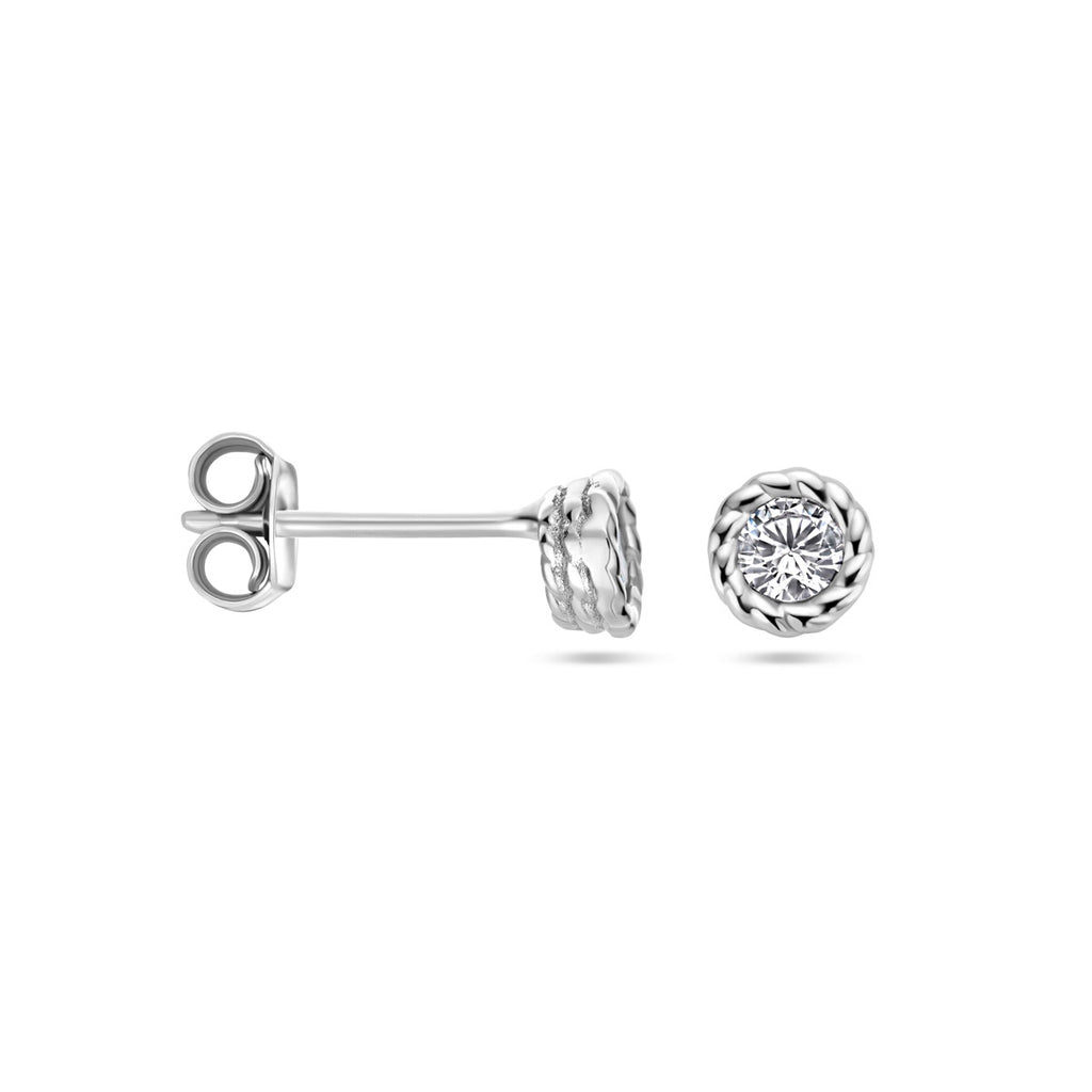 oorknoppen zirkonia zilver gerhodineerd