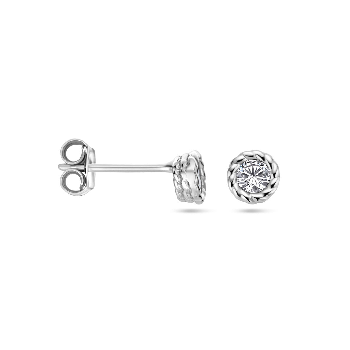 oorknoppen zirkonia zilver gerhodineerd