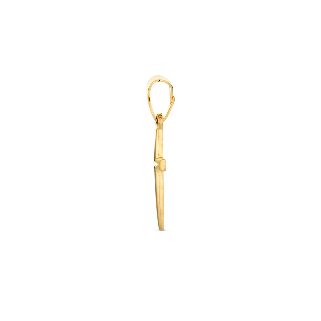 Anhänger Kreuz matt diamantiert 20 mm 14K Gelbgold