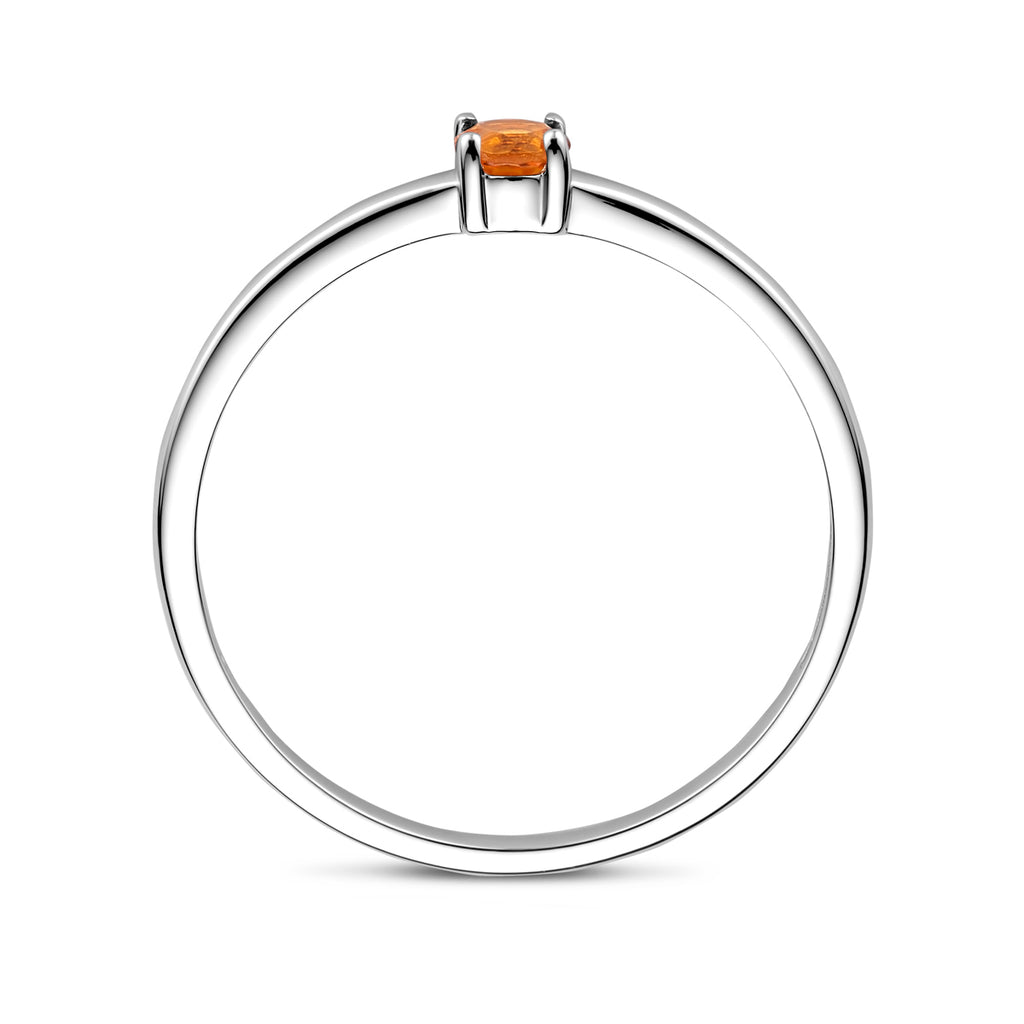 Ring mit Geburtsstein November Citrin rhodiniert Sterlingsilber