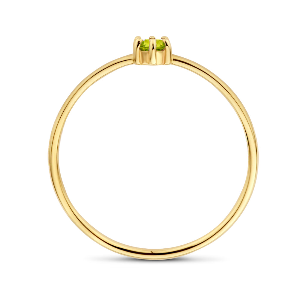 Ring mit Geburtsstein Peridot, 14. August, Gelbgold