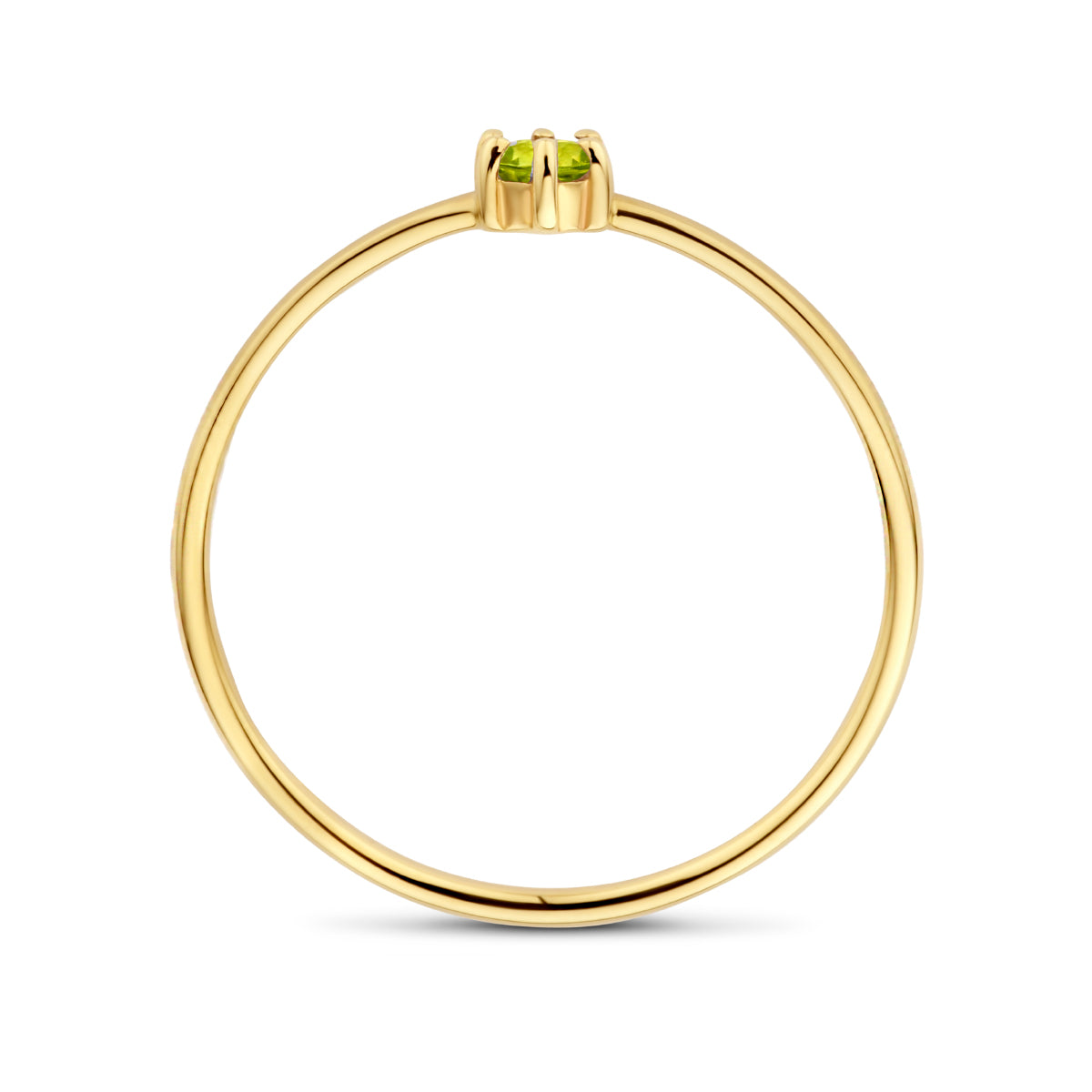 Ring mit Geburtsstein Peridot, 14. August, Gelbgold
