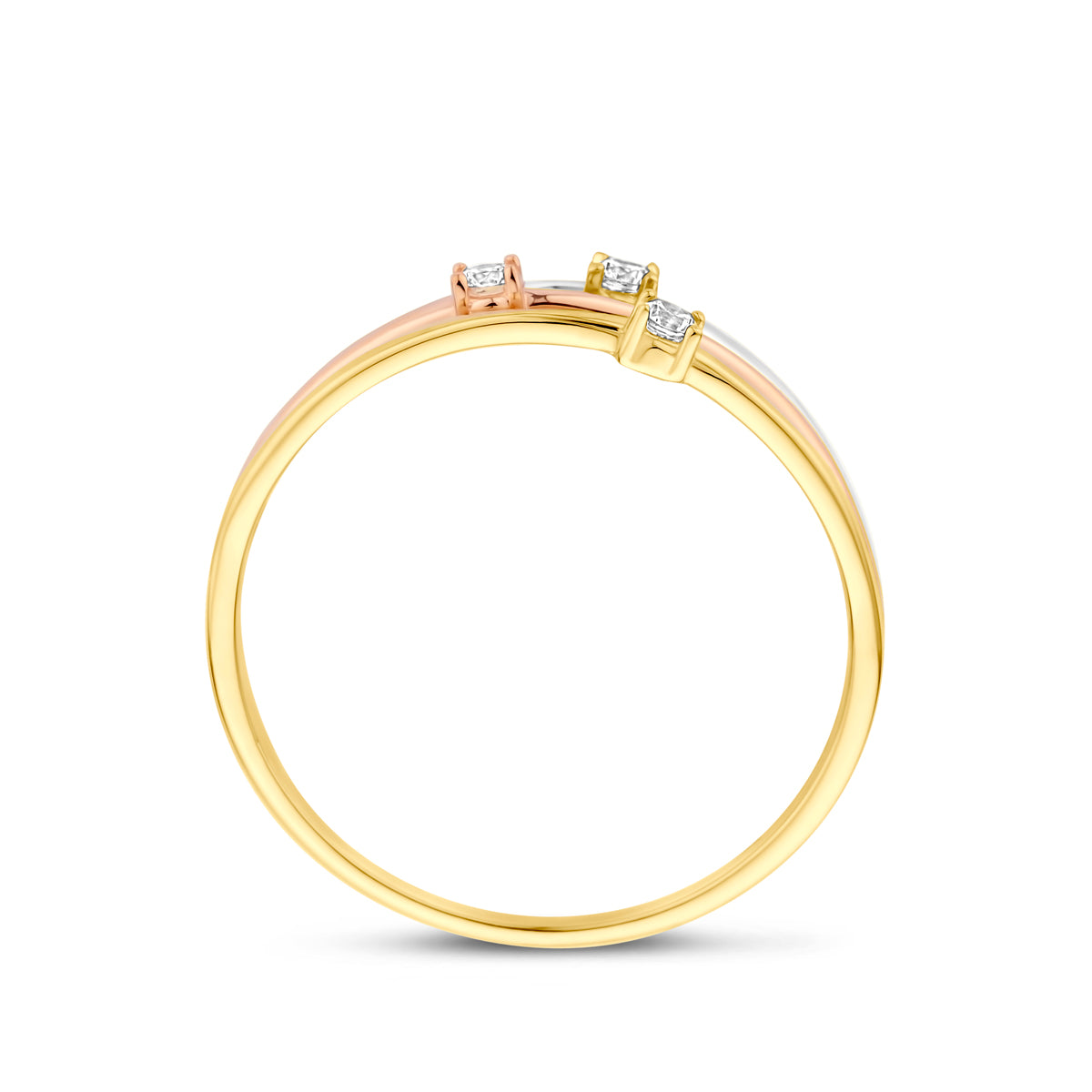 ring zirkonia tricolor 14K tricolor goud