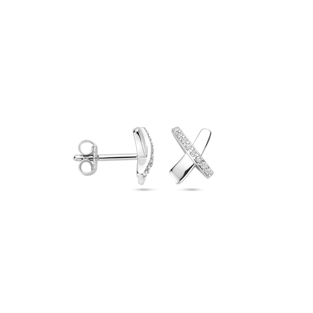 oorknoppen zirkonia 9 mm zilver gerhodineerd