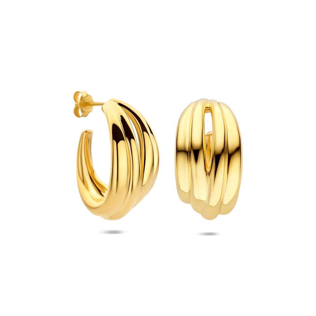 Steckerohrringe 30,5 mm 1 Mikron versilbert (gelb)