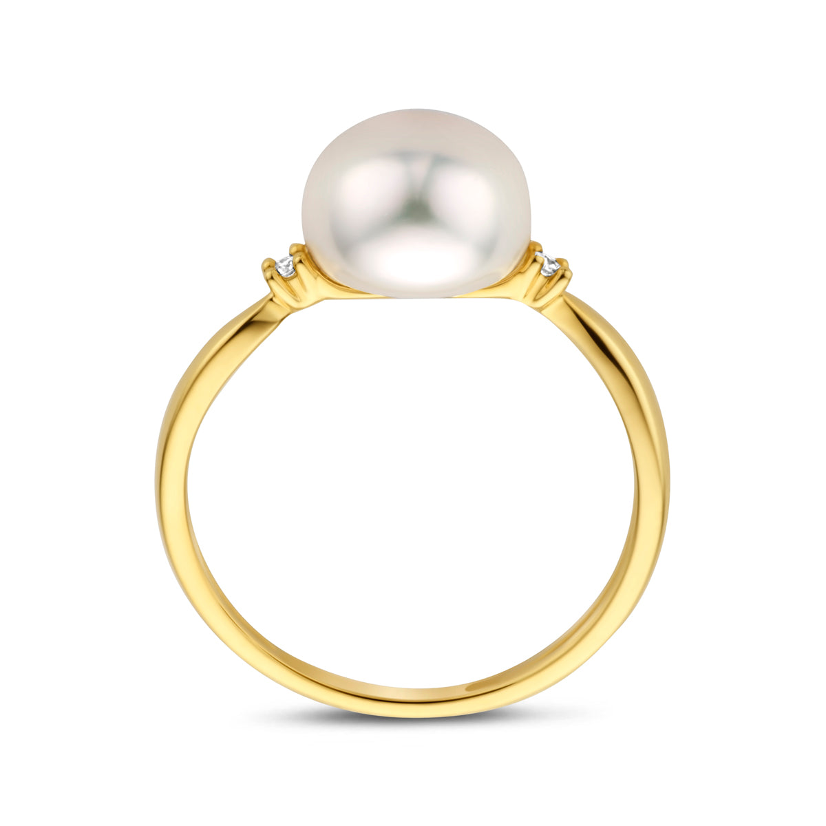 ring parel diamant 0.02ct h p 14K geelgoud