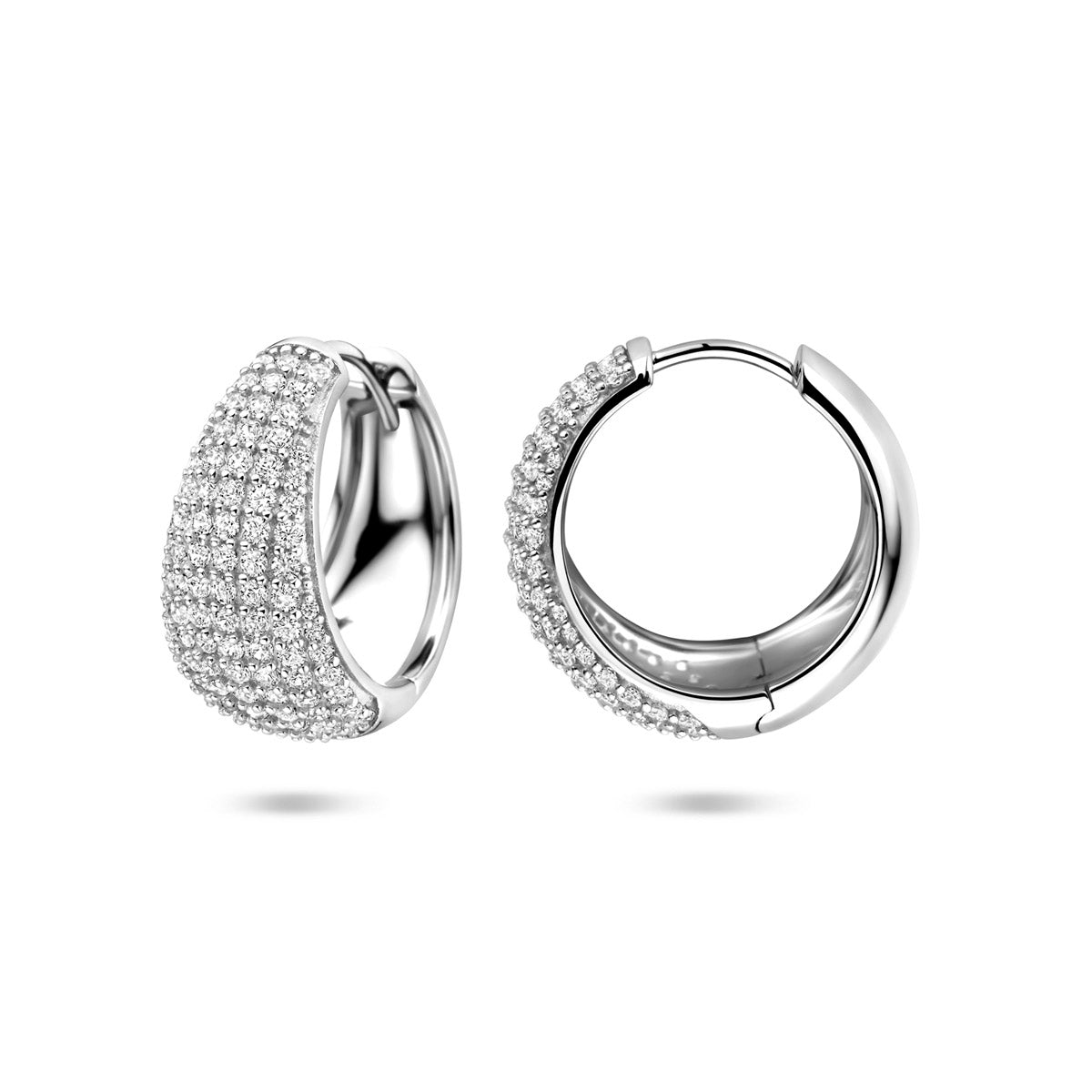 klapoorringen zirkonia 18 mm zilver gerhodineerd