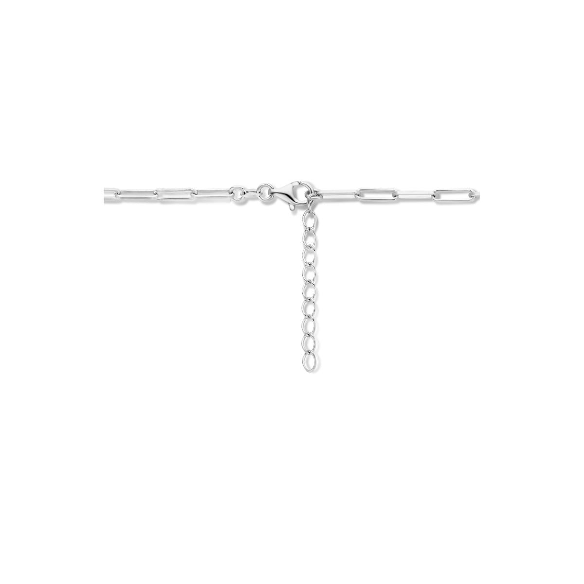 collier paperclip vierkante buis 2,3 mm 41 + 4 cm zilver gerhodineerd