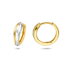 klapoorringen lab grown diamant 0.05ct (2x0.025ct) f vs 14 mm 14K bicolor goud geel/wit