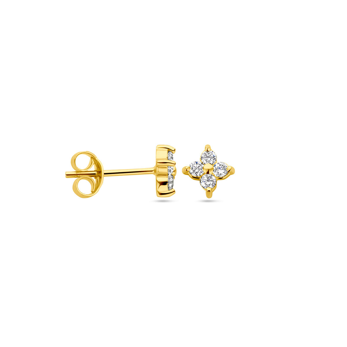 Ohrstecker Blume Zirkonia 1 Mikron Silber vergoldet (gelb)