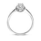 Ring Zirkonia Halo Silber rhodiniert