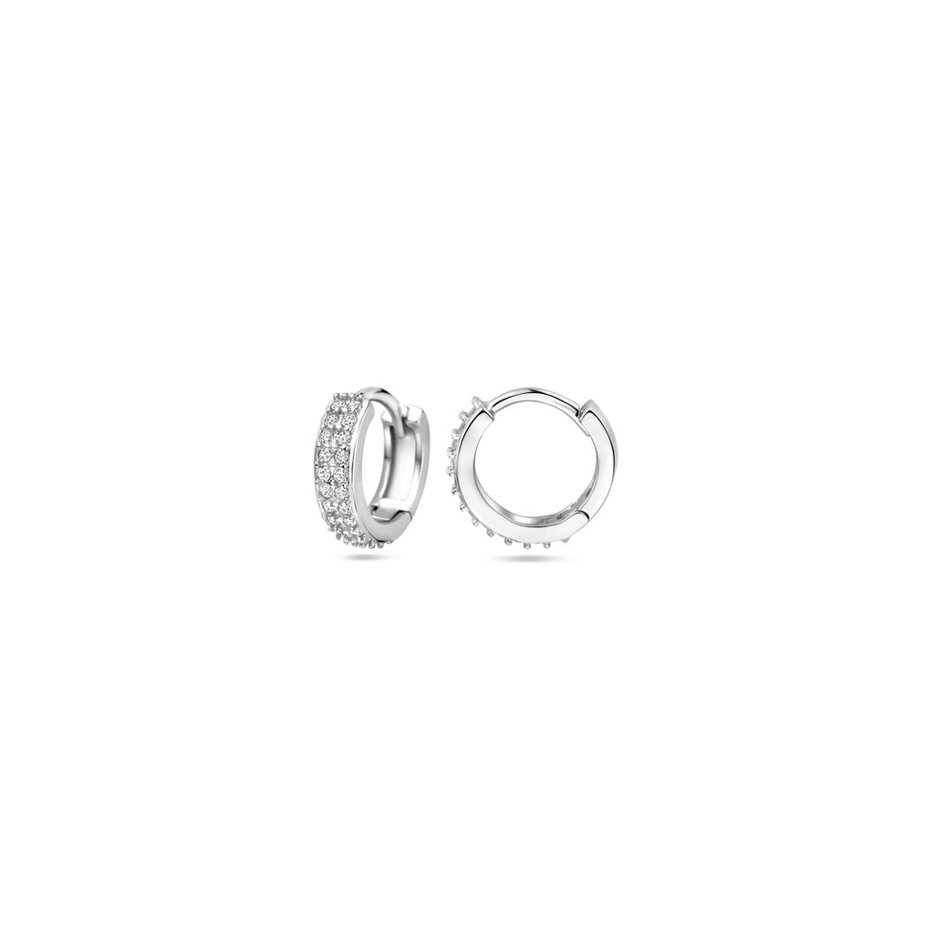 klapoorringen zirkonia 13 mm zilver gerhodineerd