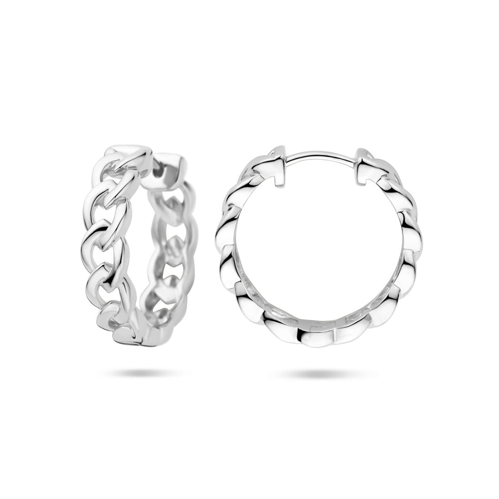 klapoorringen schakelmotief 18 mm zilver gerhodineerd