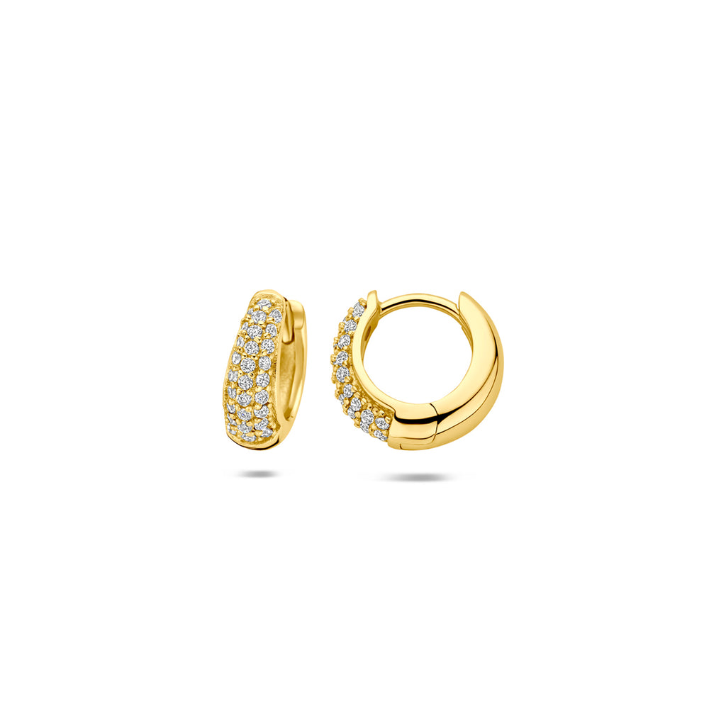 klapoorringen zirkonia buis 4 mm 1 micron zilver verguld (geel)