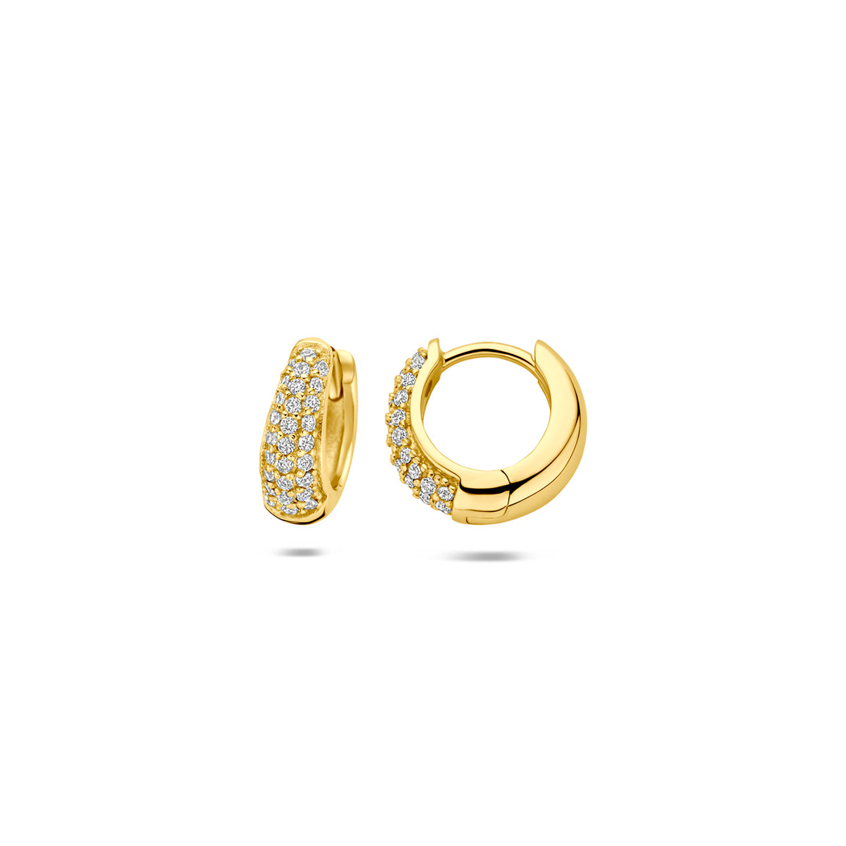 klapoorringen zirkonia buis 4 mm 1 micron zilver verguld (geel)