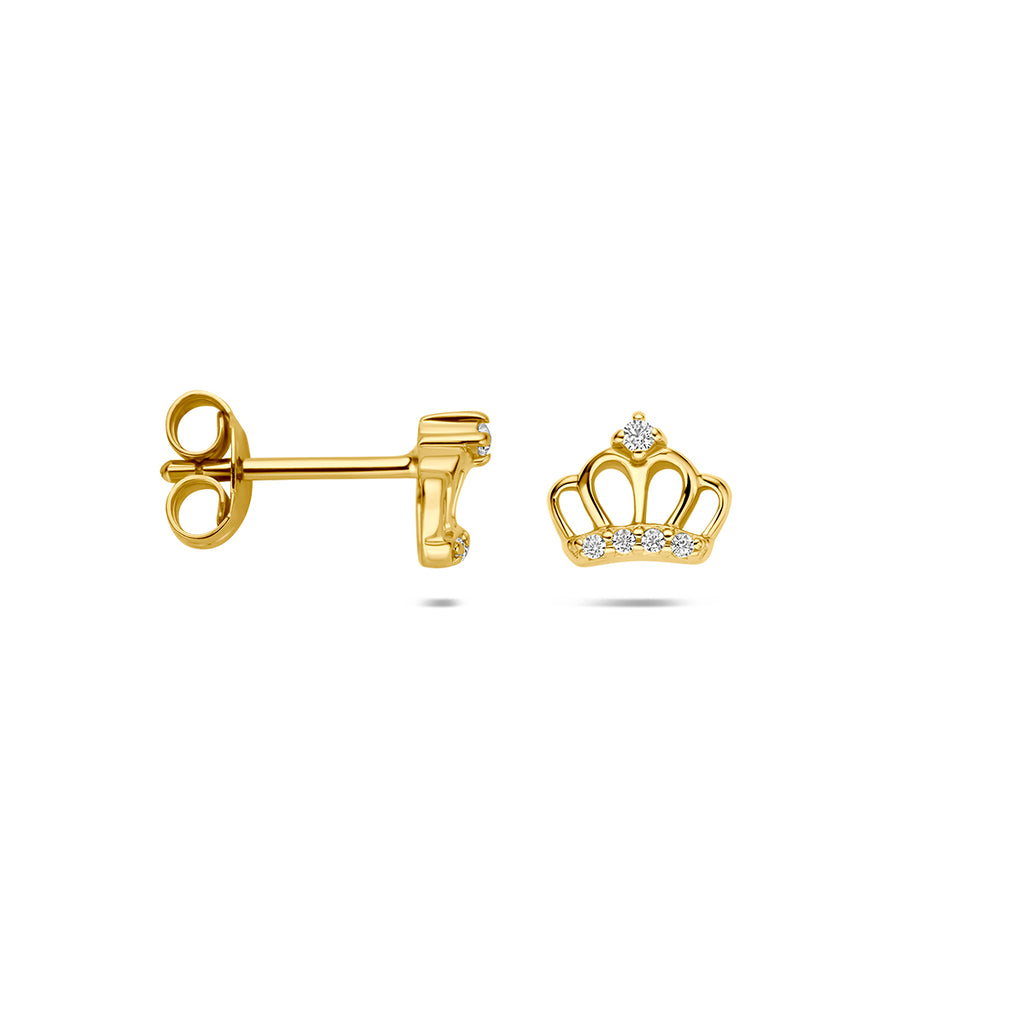 oorknoppen kroon zirkonia  6,5 mm 1 micron zilver verguld (geel)