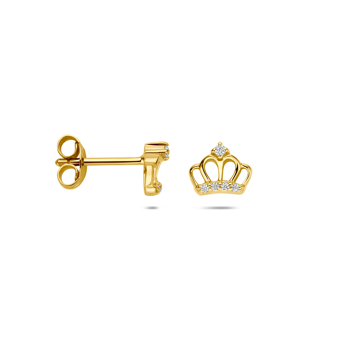 oorknoppen kroon zirkonia  6,5 mm 1 micron zilver verguld (geel)