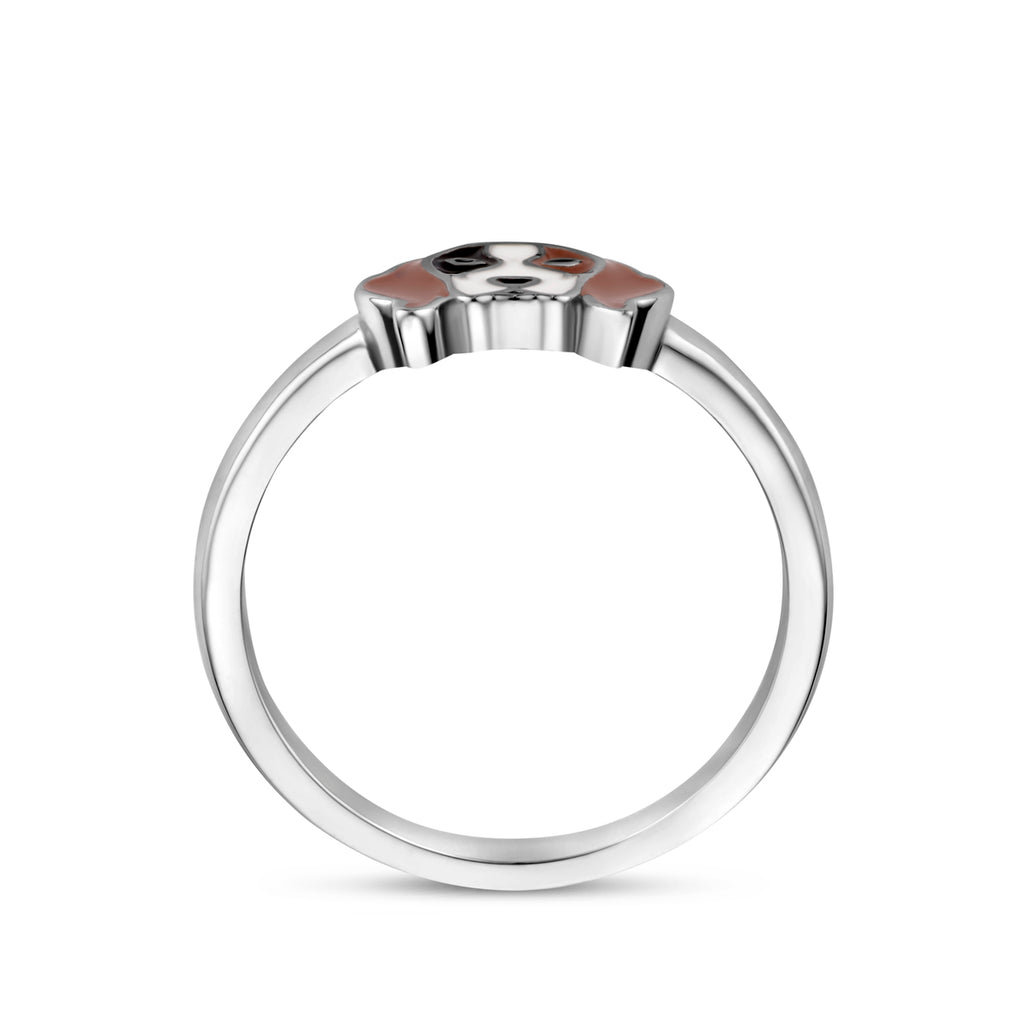 ring emaille hond zilver gerhodineerd