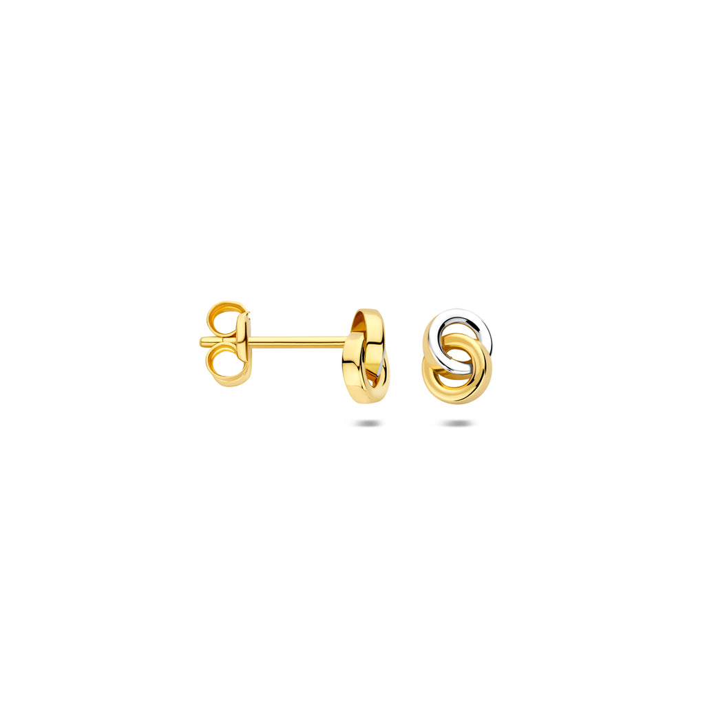 oorknoppen bicolor gestift 14K geelgoud