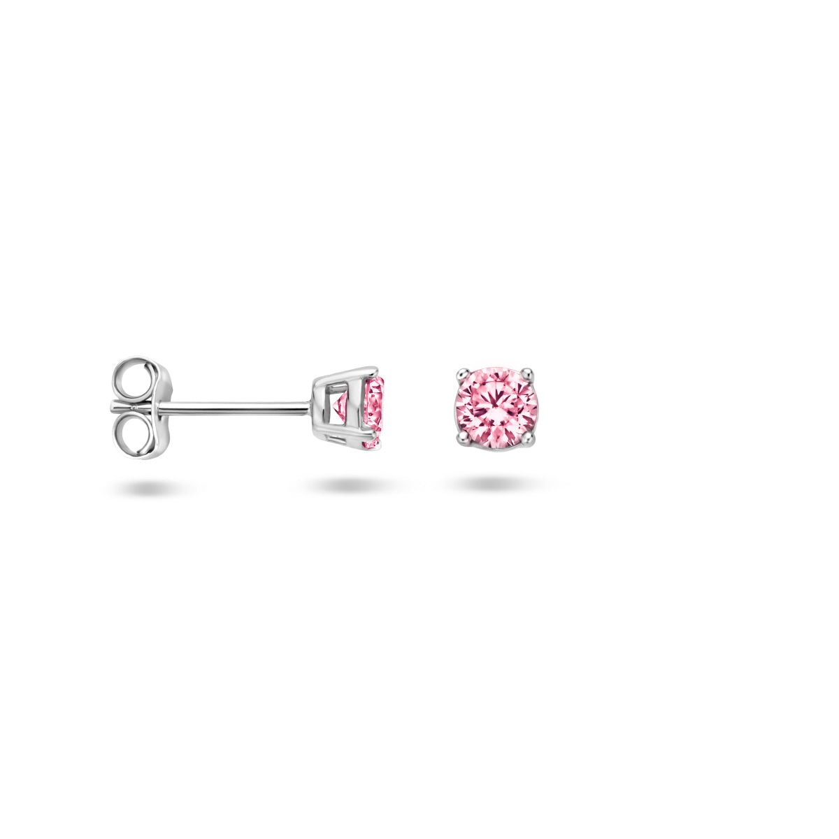 Ohrstecker rosa Zirkonia Silber rhodiniert