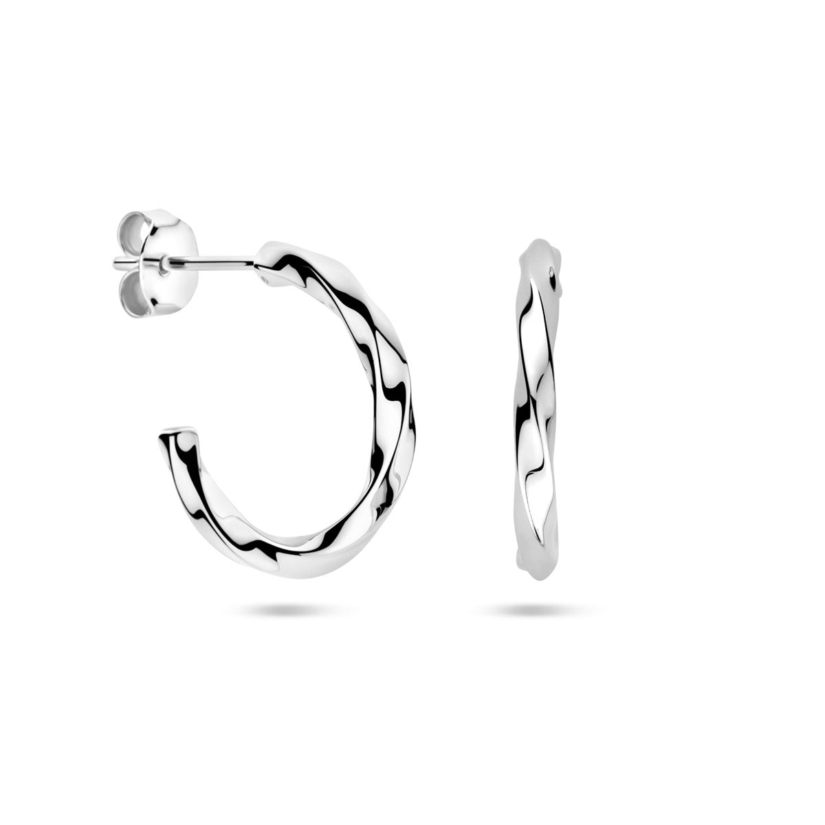 Steckerohrringe gedreht 18,5 mm rhodiniertes Silber