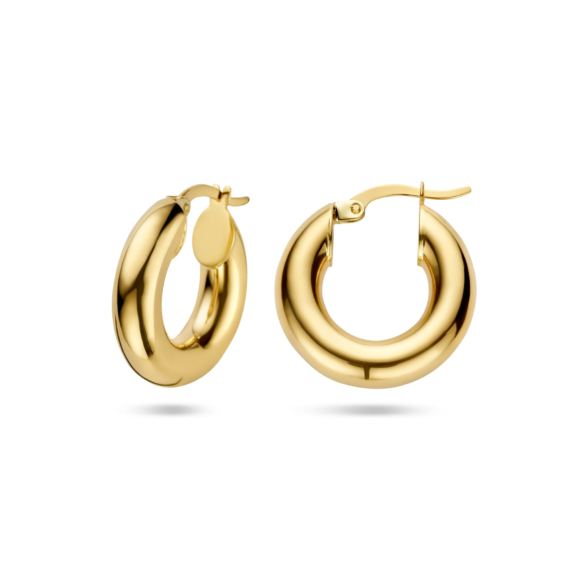 oorringen 5,0 mm ronde buis 14K geelgoud - rond