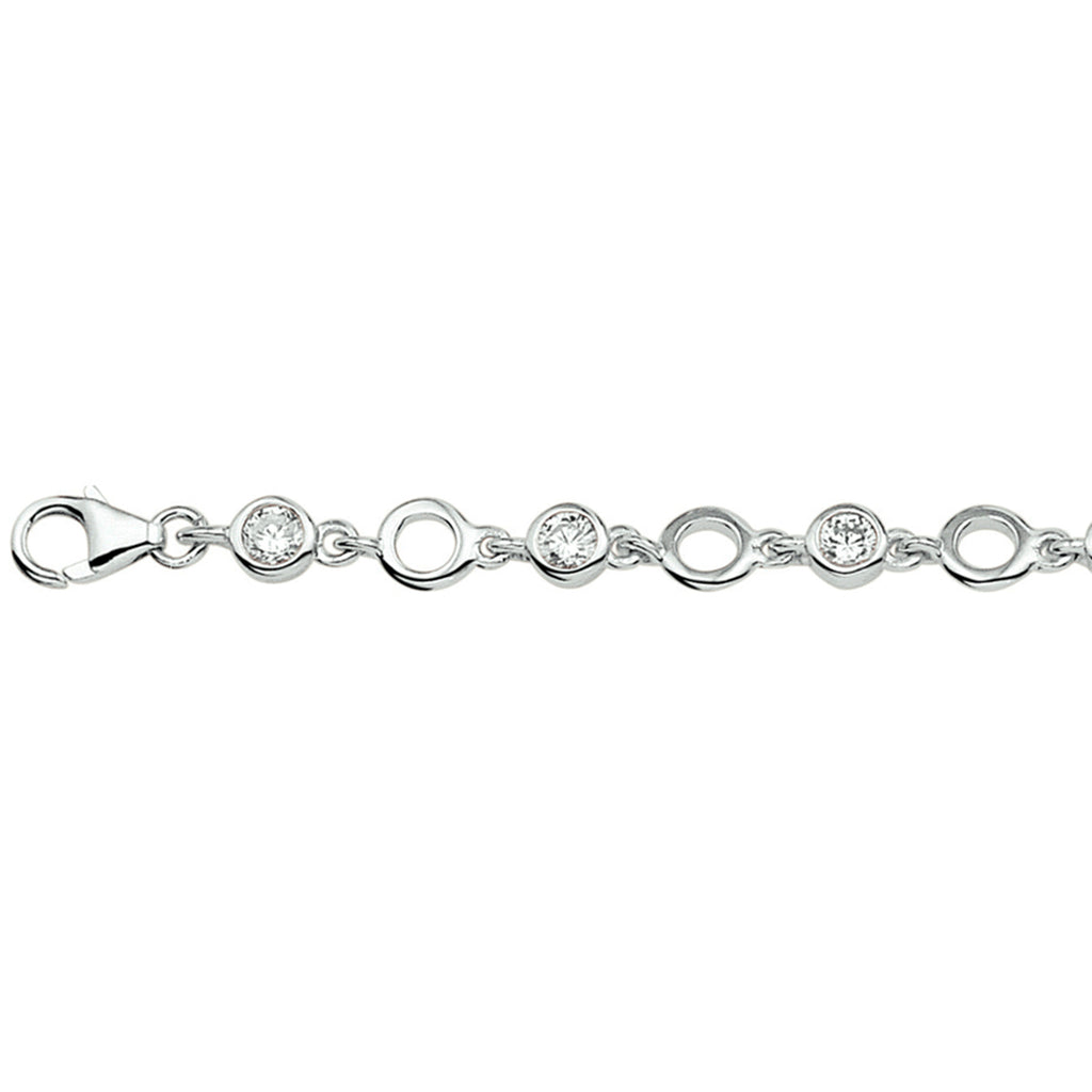 Armband Zirkonia 6,2 mm 18 + 2 cm Silber rhodiniert