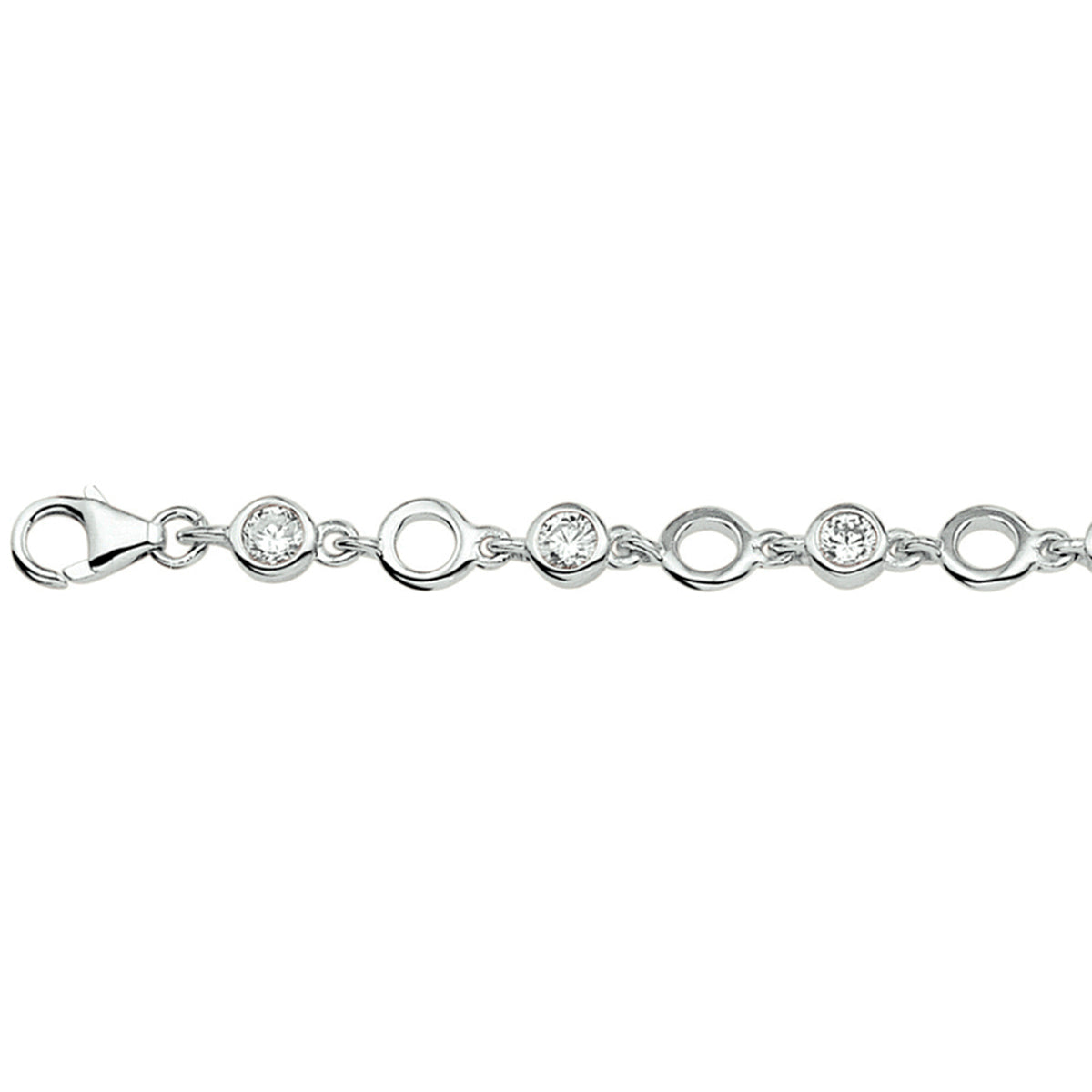 Armband Zirkonia 6,2 mm 18 + 2 cm Silber rhodiniert