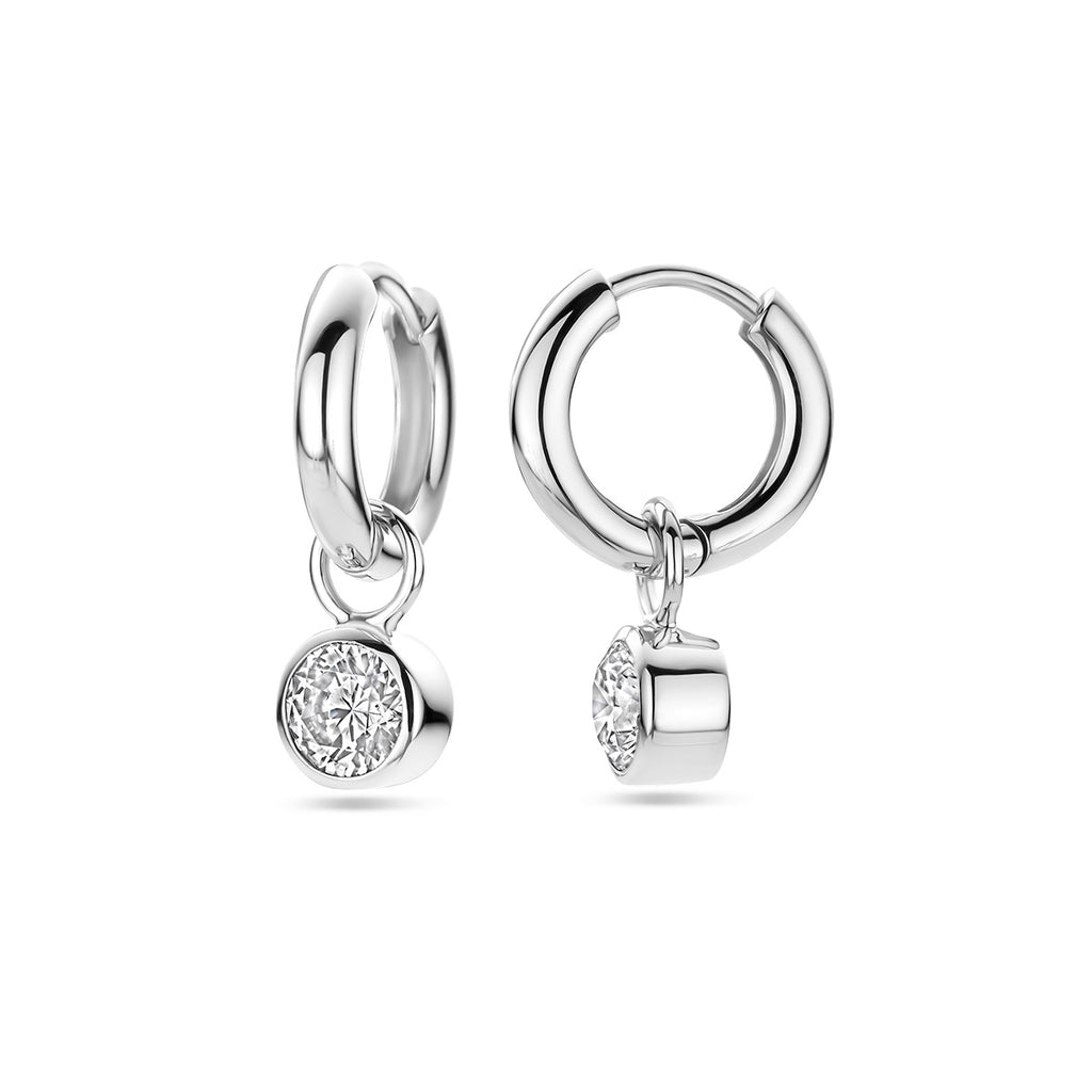 klapoorringen zirkonia 25 mm zilver gerhodineerd
